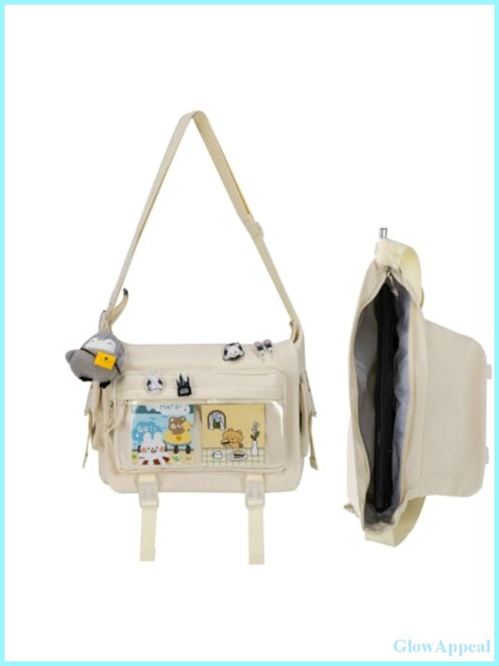 Kawaii Crossbody Ita Bag with Clear Display Window & Penguin Plush